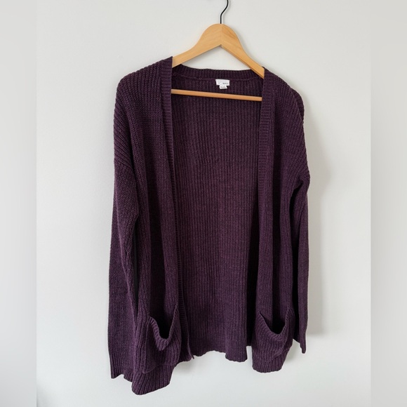 Garage Sweaters - Garage | Purple Open-Front Knit Cardigan